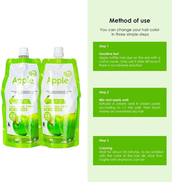 Apple Ammonia-Free Black Hair Cream 500ml (Pack of 2) Fast-Coloring, Gentle Hair Dye Solution